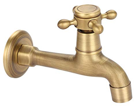 Grifo Montado en la Pared, Grifo de Latón Macizo Vintage, Grifo de Agua Fría de una Sola Palanca para Lavabo, Baño, Jardín, Grifo de Lavadora(largo)