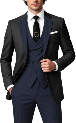Wangyue Men's Suits Fashion Suits Slim Fit 3-Piece Blazer Vest Pants Wedding Prom Suits Set