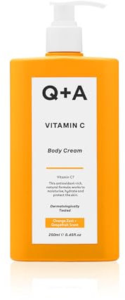 Q+A Vitamin C Körpercreme, enthält Inhaltsstoffe, die die Haut mit Feuchtigkeit versorgen, so dass sie den Aufbau der Haut nachahmen, 250ml