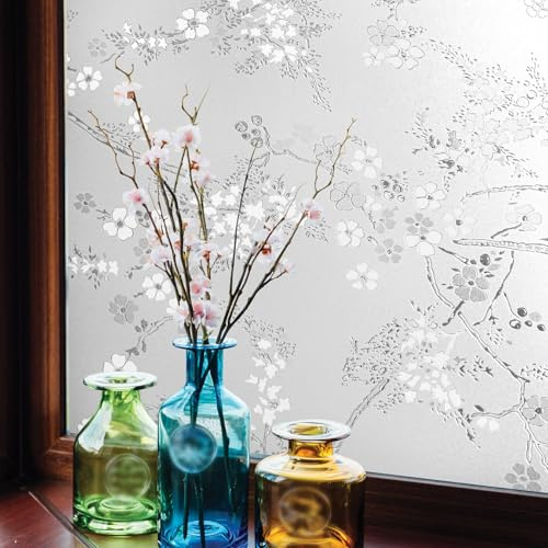Blossom Window Privacy Film by Artscape - Decorative Privacy Frosted Glass Design, Static Cling, Day and Night Privacy, UV Protection, Easy to Apply and Removable, Made in USA - 24 x 36 Inch