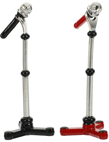 Toyvian Miniatur Mikrofon Spielzeug, 2 Sätze Simuliertes Mikrofon Miniatur Funkmikrofon Modell Artikel Kabelloses Mini Legierung Kind Haushaltsprodukte FüR Puppenhaus Deko
