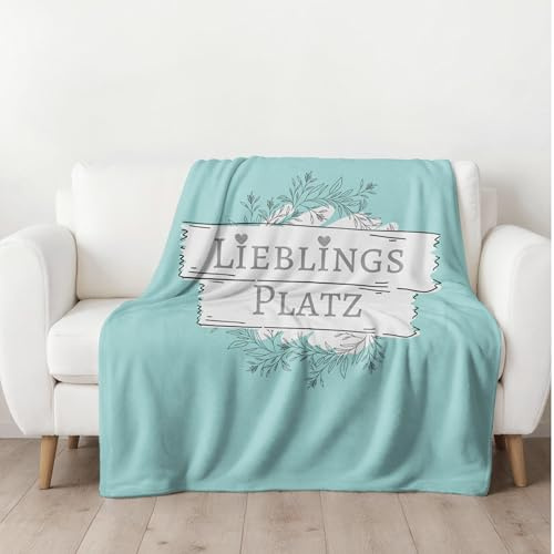 MTOnlinehandel Geburtstagsgeschenk für Frauen, Mama, Mädchen, Freundin, Lieblingsplatz Kuscheldecke flauschig 150x200 cm, Wohndecke - weich & kuschelig in XXL, Geschenkidee