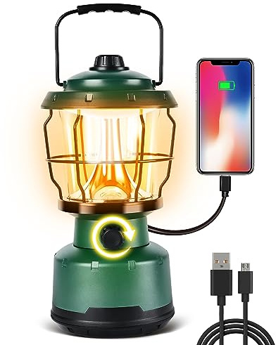 Favorbrite LED Camping Lantern, 2500LM Dimmable Vintage Rechargeable Lantern, Water Resistant Portable Emergency Lights for Camping, Home Power Outage, Hurricane, Hiking