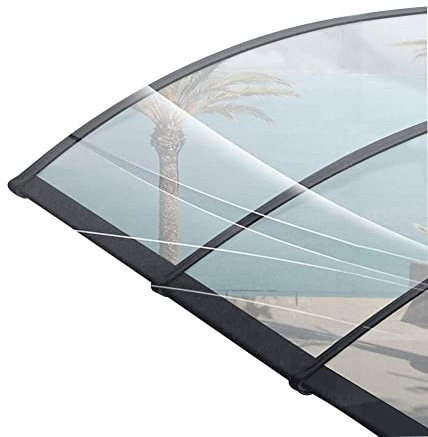 Auvent De Porte D'entrée Marquise De Porte D'entrée Abri Auvent De Porche De Patio Protection UV Polycarbonate Conception Arquée Support en Alliage D'aluminium (Clair 60x100cm)