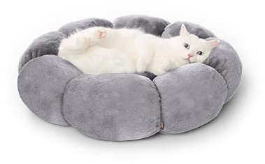 RAIKOU Hundebett Tierkissen Hundekissen Hundebett Hundematratze Hundematte Tierbett rund waschbar flauschig(Grau,65cm)