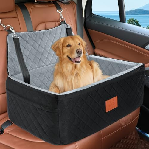 Hunde Autositz für Große&Mittlere Hunde, Hundesitz Auto für unter 55 lbs oder 2 kleine, Waschbar Hundeautositz für den Rücksitz mit dickem Kissen,2 Sicherheitsleinen
