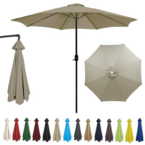HonunGron Sonnenschirm Ersatzbezug 2m/2.7m/3m 6 Streben/8 Streben,Anti-UV Patio Umbrella Cloth Cover Sonnenschirm Stabil Strand Terrasse Garten Sonnenschirm Ersatzteile (3m 8 Ribs,Taupe)