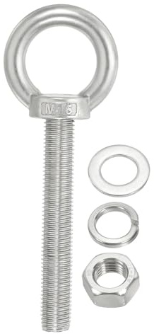 PATIKIL Boulon d'Ancrage à Œil M16 x 100mm, en Acier Inoxydable 304, avec Écrous et Rondelles pour Suspendre des Hamacs et autres Articles