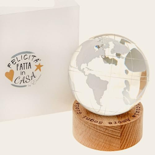 LIGHT Mappamondo su base di legno con luce led 8X10 cm BOMBONIERA