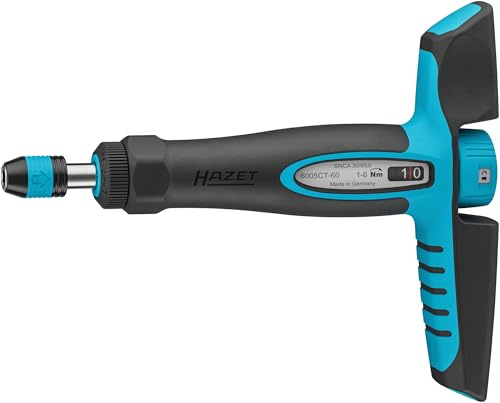 HAZET Cacciavite dinamometrico 6005CT-60, 1/4 con impugnatura trasversale, 1-6 Nm, precisione del 6%, lunghezza 198 mm, commutabile a destra/sinistra, meccanismo a ruota libera, ergonomico