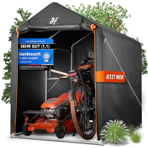 FLAIR HABBIT Gerätezelt, 4m³, Fahrradgarage, 120 x 180 x 160cm, mit Ablage und Lüftungsfenster, Foliengerätehaus, Zeltgarage, Fahrrad Garage Outdoor, Fahrradgarage 2 Fahrräder, Motorradgarage