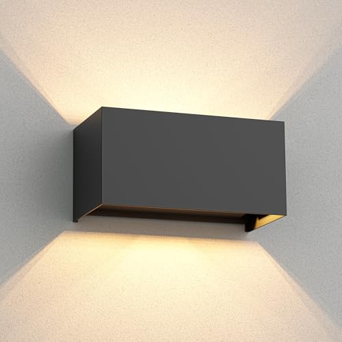 ledscom.de Wandleuchte CUBEL für außen, anthrazit, IP65, Up & Downlight, rechteckig, inkl. 2 LED Lampen, je 4,1 W, 501lm, warmweiß