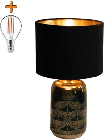 Luxus Tischlampe Rome - Blau - H33xØ18 - Armatur E14 - Keramik - Schlafzimmer - Wohnzimmer - Schreibtischlampe