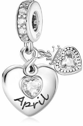 MSPOVOF Geburtsstein Charm Herz Anhänger Kompatibel Europäische Armbänder für Damen