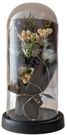 Konservierte Blumen, künstlicher Rosenstrauß, Blumenarrangement, Ornament zum Jahrestag, Schwarzer Wickel