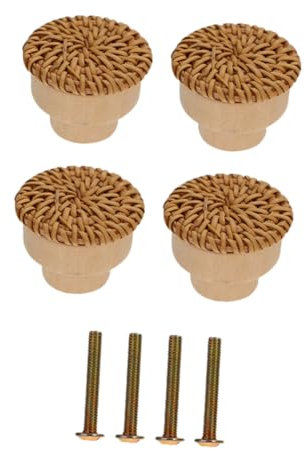 Artibetter 4stücke Rattan Dresser Knobs Aus Holz Runde Möbelgriffe Für Kommoden Schränke Und Büros Einfache Montage Boho-stil Natürliche Farbe Für Kreative Möbel-upgrades