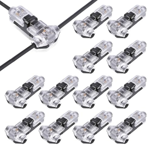 12PCS T Tap Wire Connectors 12V, 2 Pin 3 Way Wire Splice Connectors,No Stripping Electrical Wire Connectors for 14-22 Awg,Electrical Connectors Low Voltage for Led,Audio,Vehicles,Etc