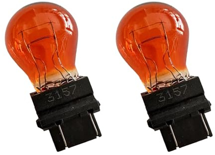 DUSCOKE 3157 Car Halogen Light Bulb, 12V P27-7W 3000K Automotive Brake/Reverse/Tail/Turn Signal/Side Marker Light Replacement Bulbs, Universal Long-Life Miniature Bulb for Cars Trucks SUV (Amber-2PCS)