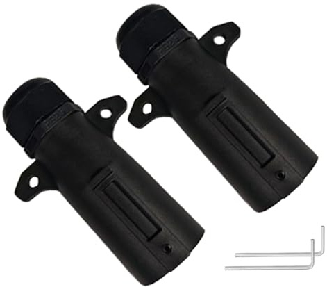 Enchufe de Remolque de 7 Pines, Adaptador de cableado Impermeable de 7 Pines, Enchufe Resistente, arnés Desmontable, Ideal para Conexiones de RV, Cola y luz de Freno, 3.54 x 2.56 x 1.57