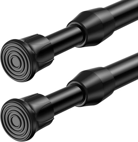 ZipGlo 2Stück Gardinenstange Ohne Bohren Schwarz 70-105cm Ø13mm