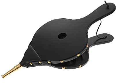 Mikinona Manual Fireplace Bellows Air Blower BBQ Fan Gold Tube Wooden Handle Fast Fire Starter for Outdoor Cooking and Woodburner Stoves