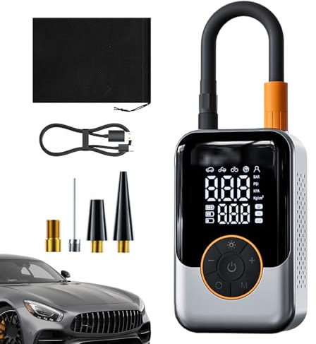 Inflador de Neumáticos | Compresor Portátil Inalámbrico Para Neumáticos de Coche - Pantalla Digital LCD Y Batería Inalámbrica Para Moto, Automóvil Y Exteriores