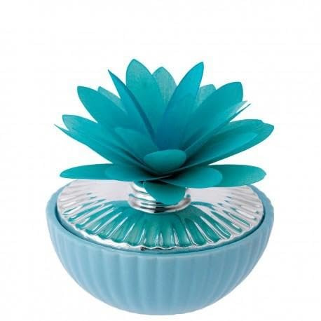 Diffuseur de parfum en forme de dahlia bicolore bleu clair, 11 cm, design semi-phérique