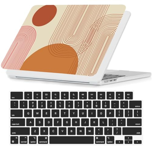 FFBOFFC Hülle Kompatibel mit MacBook Pro 13 Zoll 2012 2011 2010 2009 2008 Alte Version Modell A1278 mit CD-ROM, Plastik Hartschale Schutzhülle Case & Tastaturabdeckung, Geometrische Linie