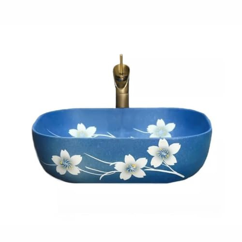 ADERFETBI Bathroom Sink Art Washbasin Bathroom Household Countertop Ceramic Washbasin Chinese Retro Washbasin Bathroom basin(A)