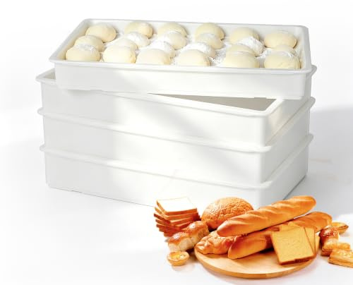 HAKKA 4pcs Box for Dough Fermentation,Bread Leavening Pizza Leavening,Food Grade Stackable Proofing Tray Storage Container(4pcs box 60x40x9.5)