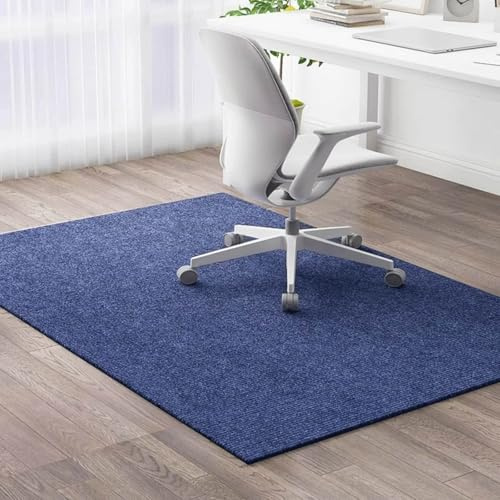 Surwin Tappeto Antiscivolo Sedia Ufficio, Tappeto Protettivo Sedia Ufficio Tappetino Protettivo per Pavimento Antigraffio Tappetino Gaming Pavimento per Ufficio Home (Blu scuro,80x120cm)