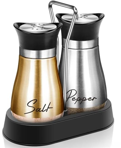 Salt and Pepper Sets, Salt and Pepper Shakers Set with Holder, Salt Shaker Salt Pot Kitchen Accessories, for Home Restaurant Wedding BBQ Camp Farmhouse Style Kitchen Decor