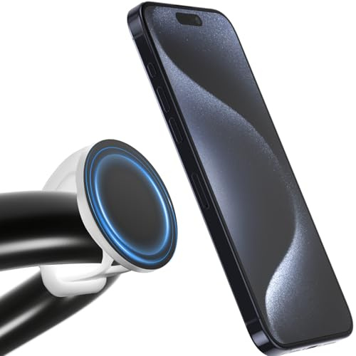 Handyhalterung für Magnetisch für Fitness im Fitnessstudio, Fahrrad Handyhalterung Lenker Magnetisch Handy Fahrradhalterung für Fitnessgeräte, Kinderwagen, Einkaufswagen, Heimtrainer, Golfwagen (weiß)