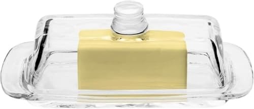 IGGLL Mantequera, Mantequera de Vidrio con Tapa, Recipiente hermético Rectangular for Mantequilla y postres, Almacenamiento de Cocina Transparente