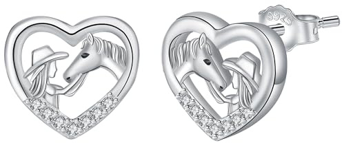Yinsen Pferd Ohrringe Silber 925 für Damen Hypoallergen Ohrstecker Tier mit Geschenkbox,Schmuckgeschenke für Mädchen und Frauen