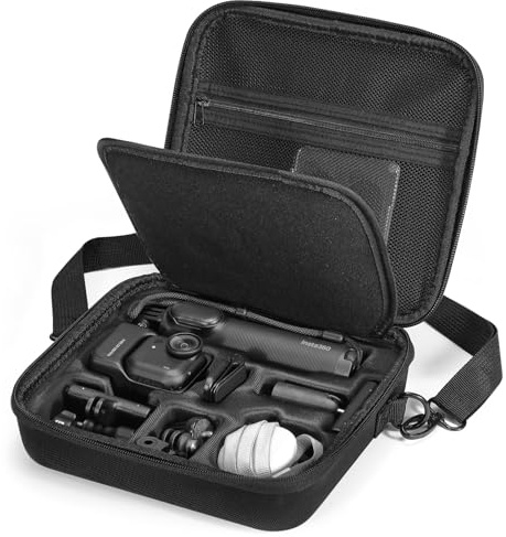 AMAZEAR Etui de Transport pour Accessoires Insta360 GO Ultra - Sac de Voyage Imperméable à Sangle, Coque Rigide pour Protection et Organisation, Noir