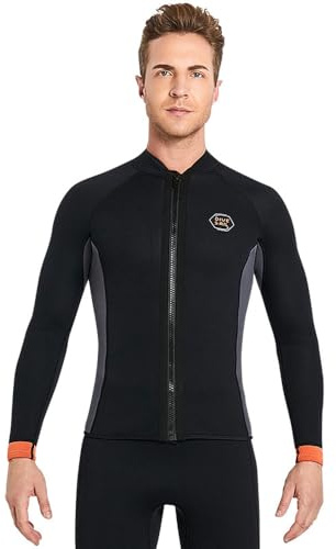 ERYUE Långärmad Våtdräkt i Neopren Varm Flexibel Frontskjorta med Dragkedja för Surfsimning - Idealisk för Vattensportsentusiaster - S/M/L Storlek (XXL)