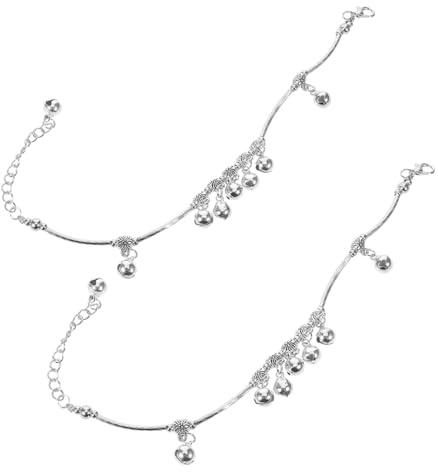 WBDWWTD Bracelets de Cheville Cloche réglables pour Femmes, 2 pièces, chaîne de Cheville Boho, Bijoux de Pied pour Danse du Ventre, Style Ethnique, Mariage Usage Quotidien