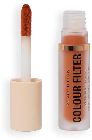 Revolution Colour Filter Correcting Concealer, färgkorrigerare med hög täckning, mjuk matt finish, vegansk, orange, 4 g