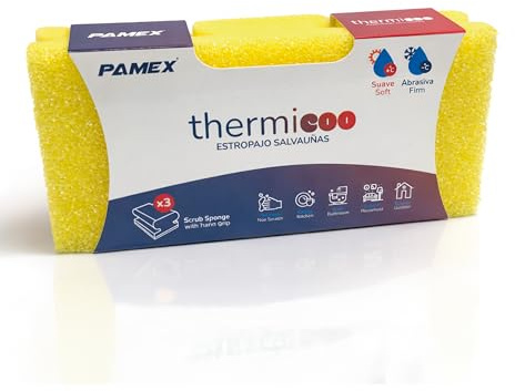 Pamex - Estropajos Salvauñas Thermicoo Abrasivo Según Temperatura - 24 Sets de 3 Unidades (72 estropajos)