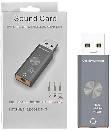 PC Ljudkort USB Till 3.5mm Ljudomvandlare Med Brus Reducering | Extern Stereo Ljudkort för Live Streaming Mötesljud Röstudio Musikinspelning Podcast