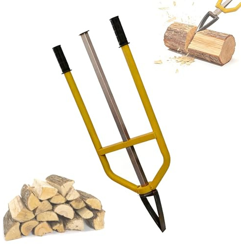 Manual Wood Splitter, Handheld Log Splitter with Smooth Pole, Slide Firewood Splitting Tool, Ergonomic Handles for Quick and Easy Splitting