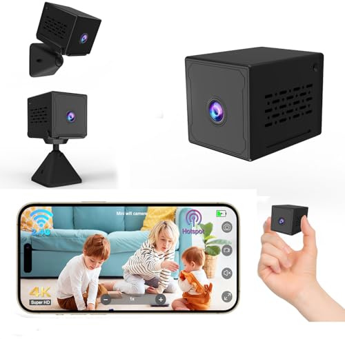 Spy Camera, 4K FHD Hidden Security Camera, WiFi/No WiFi Use, Mini Camera with 2000mAh Long-Lasting Battery, Clear Night Vision & Smart Motion Detection, Spy Cam for Baby/Indoor/Outdoor(Jet Black)