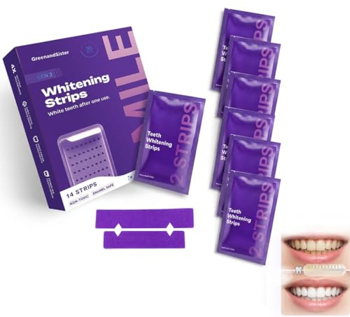 Bandes de Blanchiment Dentaire Violettes, Bande Blanchissantes Dents Violettes, Teeth Whitening Strips, élimine Taches Café/Thé/Vin Blanchiment en toute sécurité sans dommage, Formule Douce