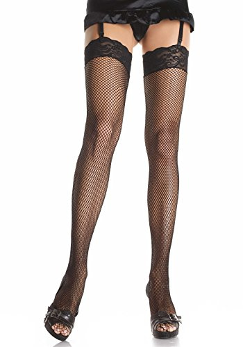 Leg Avenue Netz Straps Strümpfe Model 9023 Einheitsgröße Schwarz, 1er Pack