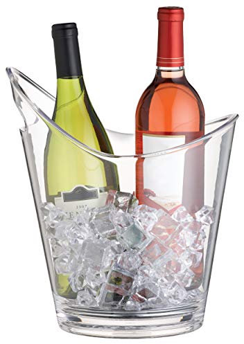 BarCraft Wine Cooler Bucket with Handle, Plastic, Transparent, 4.4 Litres (For 2 Bottles)