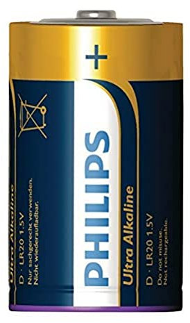 PHILIPS D-Batterie 2 Pezzi - LR20 - Pile Alcaline - Durata fino a 5 Anni - 1,5 V