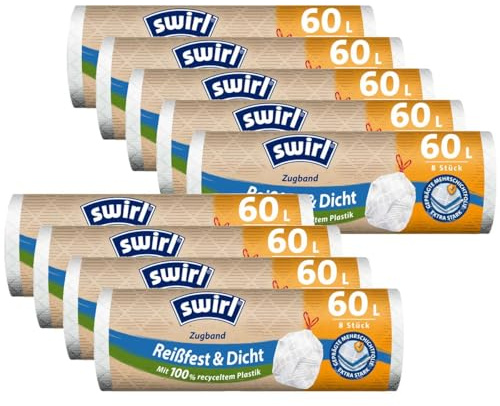 9X Swirl Zugband Müllbeutel 60L (10 STK./ Rolle)