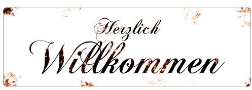 Interluxe METALLSCHILD Shabby Blechschild Türschild HERZLICH WILLKOMMEN Dekoschild Willkommensschild