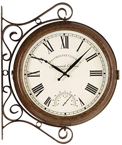 Altuna Smart Solar 5063020 – Greenwich Double Sided Station Clock with Thermometer, 38 x 38 x 5 cm, White